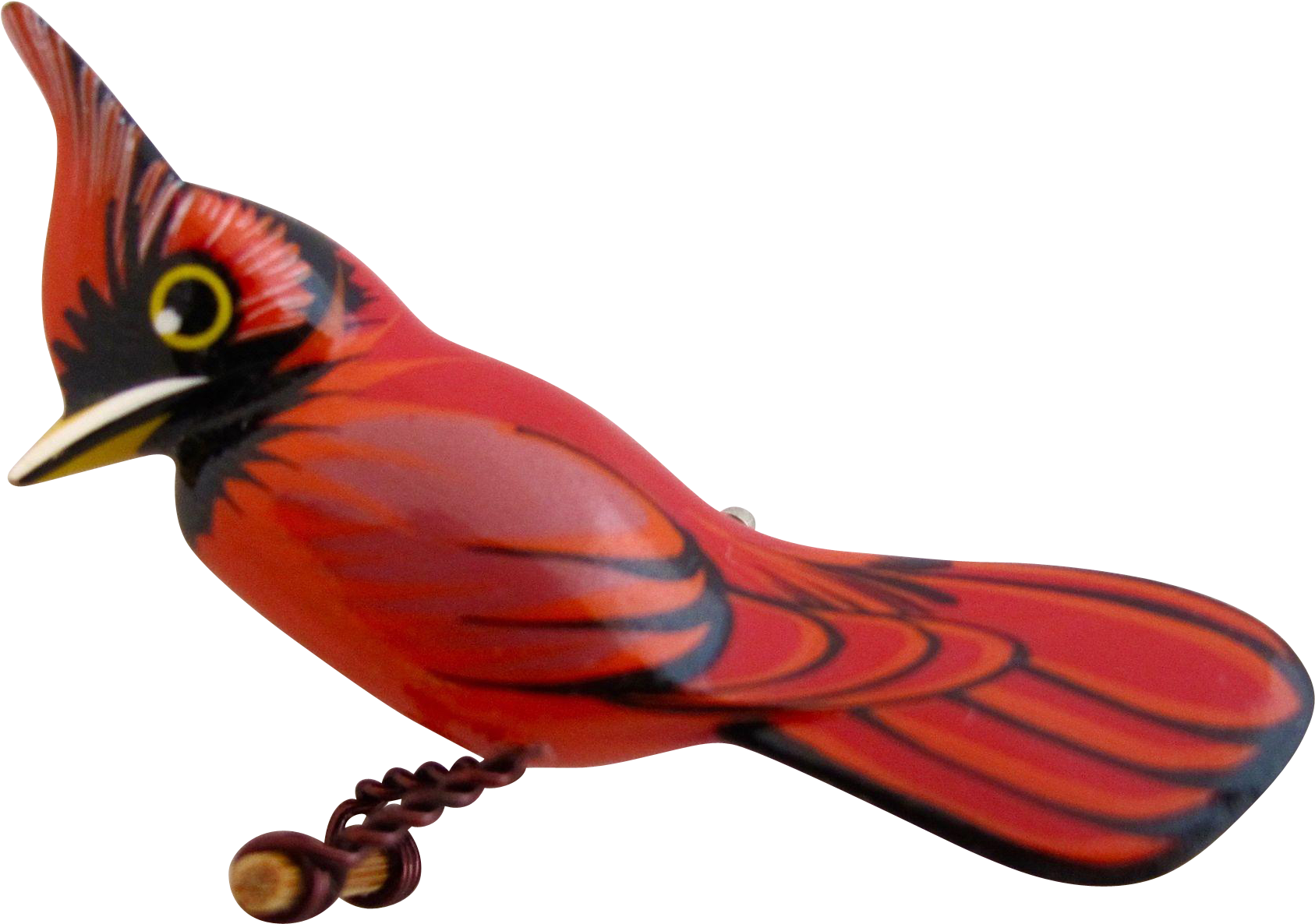 Vintage Painted Wood Hand Carved Cardinal Bird Pin - Northern Cardinal (1686x1686)