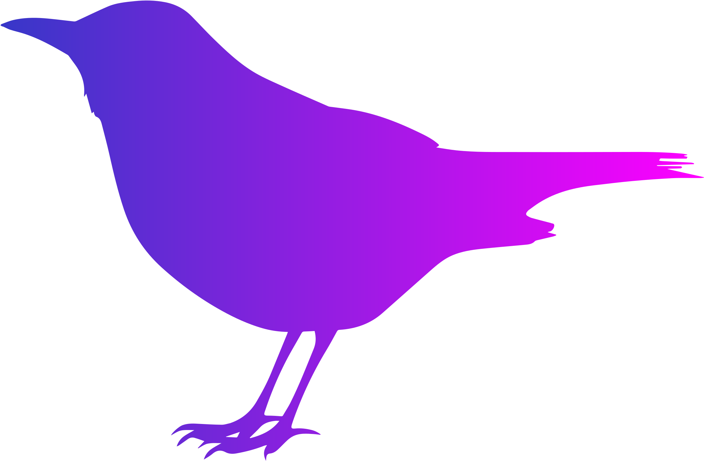 Clipart Blackbird With Color - Blackbird Silhouette (2400x1571)