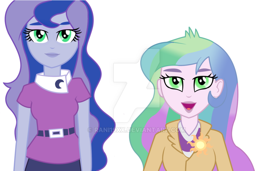 Luna And Celestia Equestria Girls Vector By Rani19xx - Mlp Eg Luna And Celestia (1024x577)