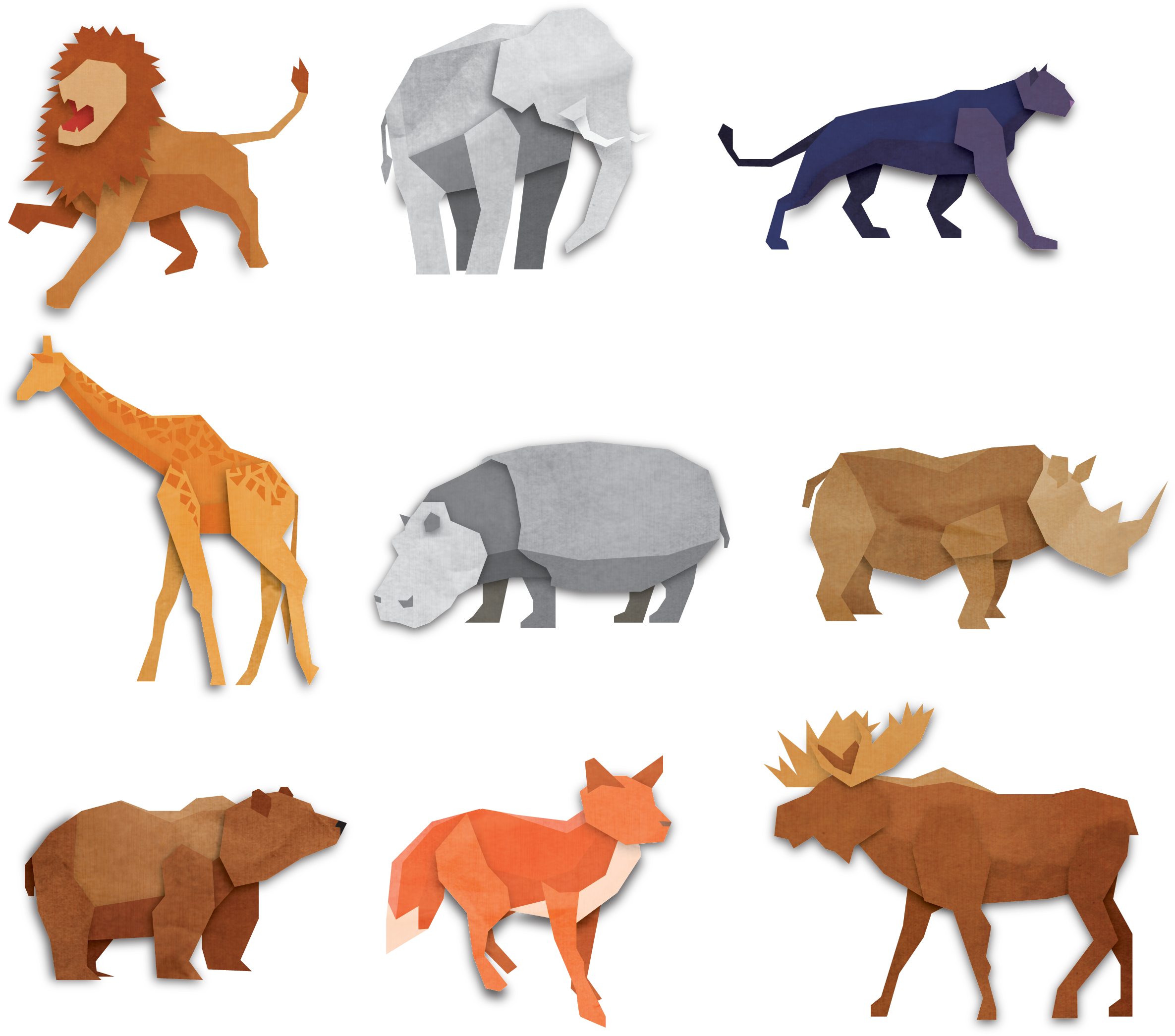 Free Origami Animals Vector Pack - Origami Animals (2500x2231)