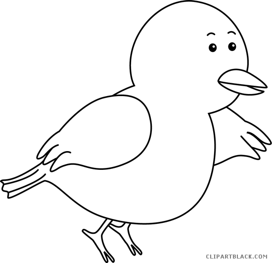 Flying Bird Animal Free Black White Clipart Images - Small Bird Clipart Black And White (550x531)