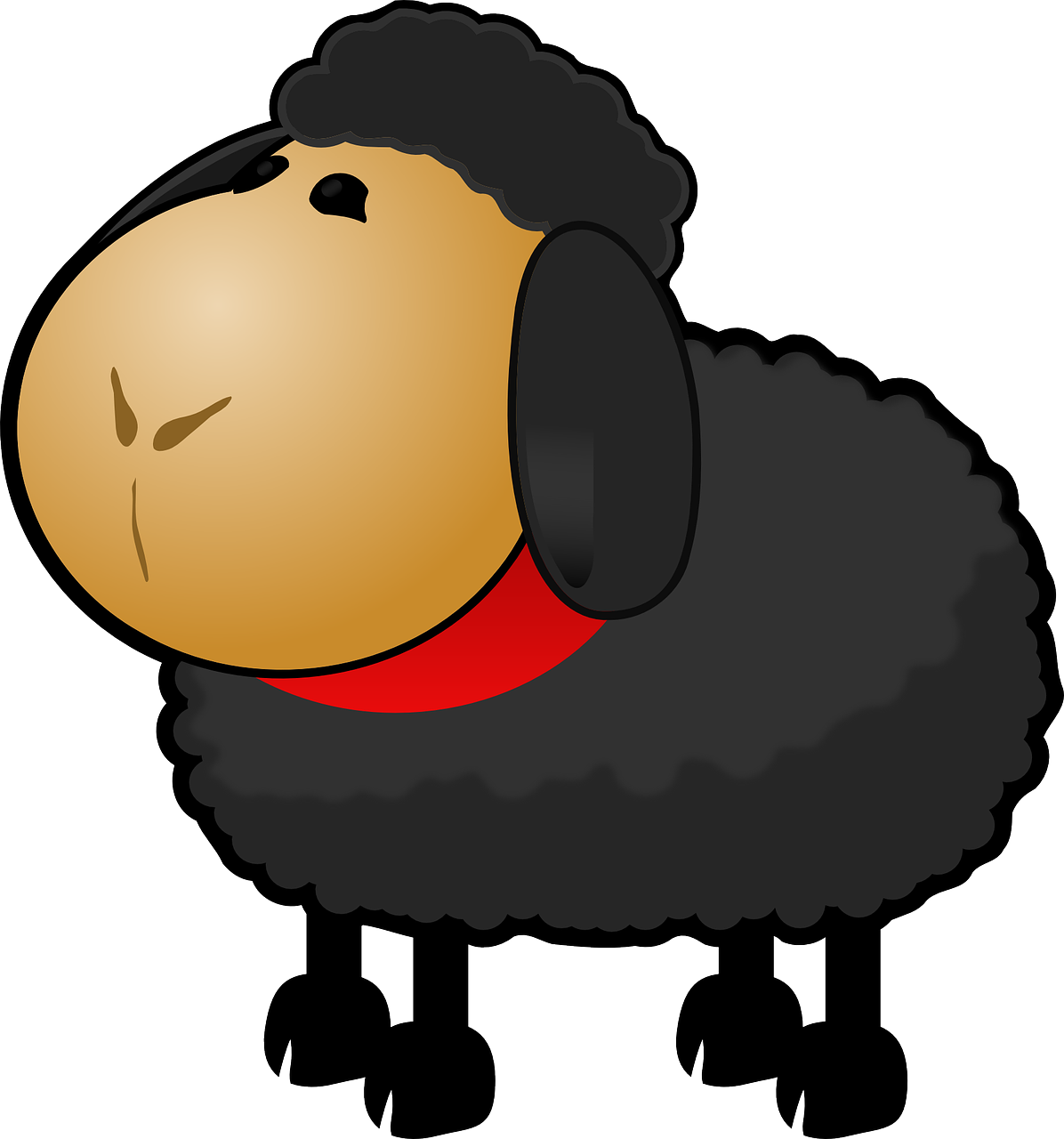 Fuzzy Clipart Black Sheep - Pecora Nera (1196x1280)