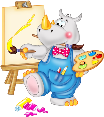 School Clipart Cartoon Animals Cute Painting Funny - Clip Art Animal Painting (400x400)