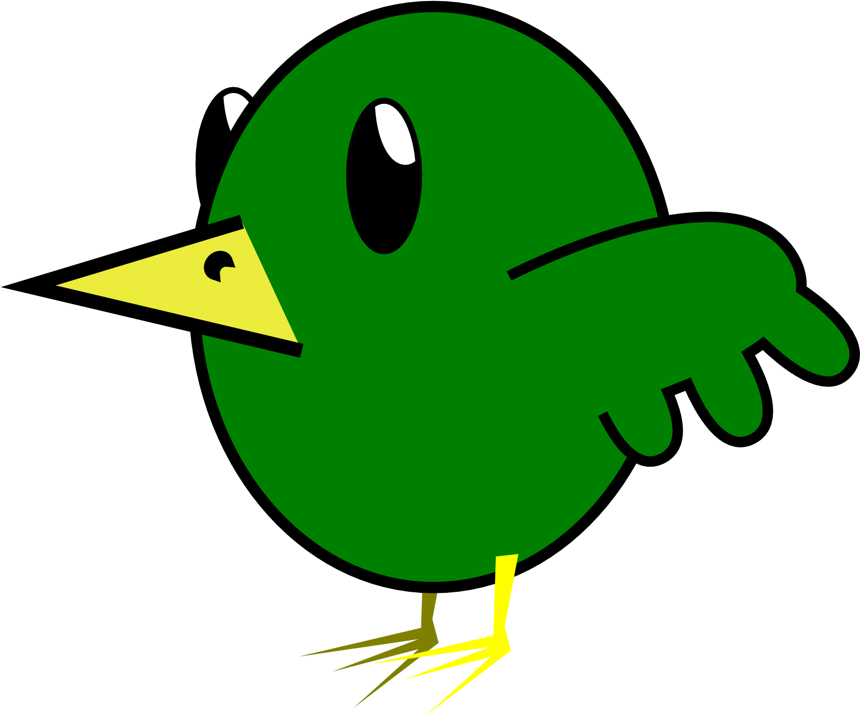 Bird Graphics Clip Art - Green Bird Cartoon (1969x1952)