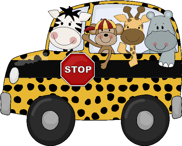 Cartoon Jungle Animals In School Bus - End Of The Year Parent Letter (600x600)