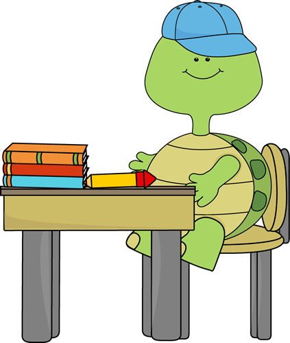 Boy Turtle In School Clip Art Image - Turtle School Clipart (423x500)