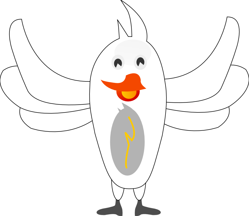 Bird Orange Black White Line Art 555px - Coloring Book (999x867)