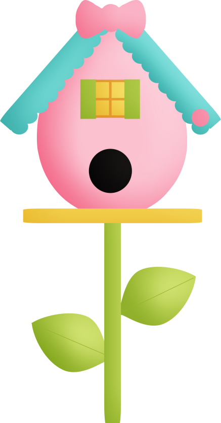 Birds - Pink Birdhouse Clipart (437x834)