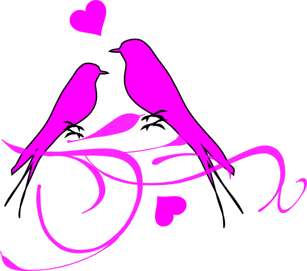 Birds On A Branch Pink Png Clip Art - Clip Art Love Birds (600x530)