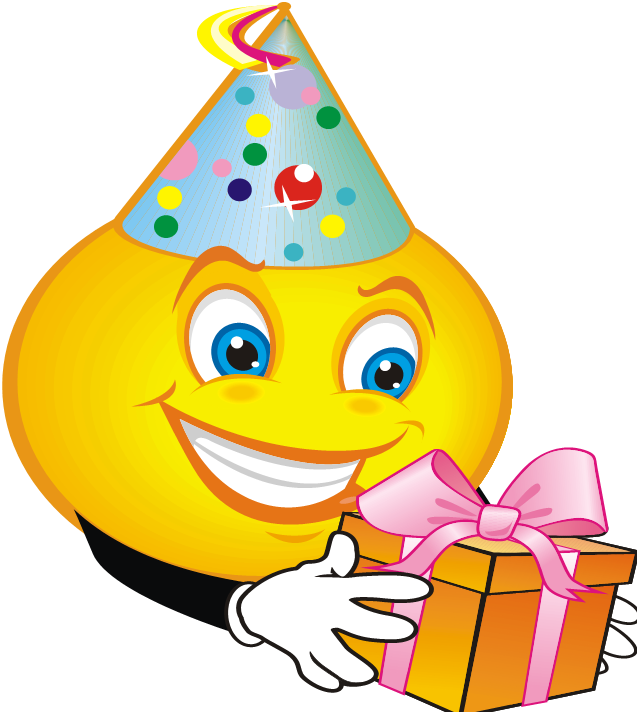 Smiley Emoticon Birthday Emoji Clip Art - Emoji Birthday Smiley Png (637x712)