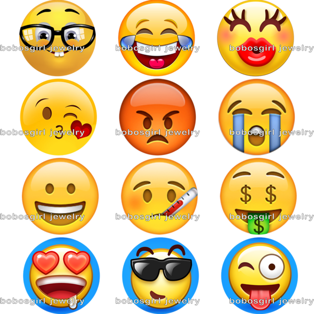 Smiley Face Emoji Glass Magnetic Button Fit Snap Jewelry - 8 Basic Cute Emoji Magnets Set #1 Made In Usa - By (640x640)