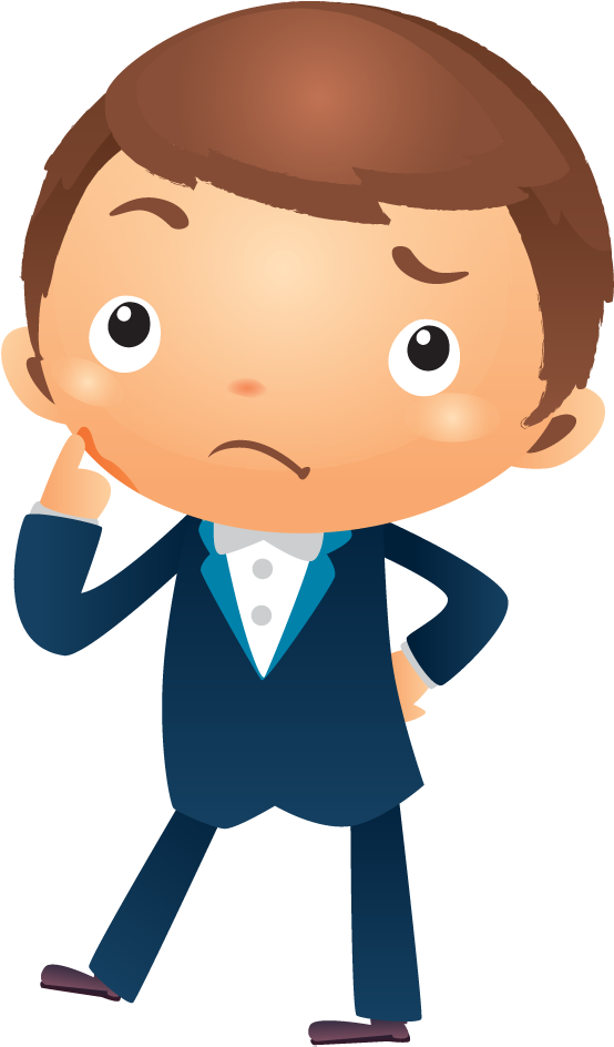 Cartoon Businessman Thinking With Hand Pointing Near - Cartoon Thinking Face Png (560x950)
