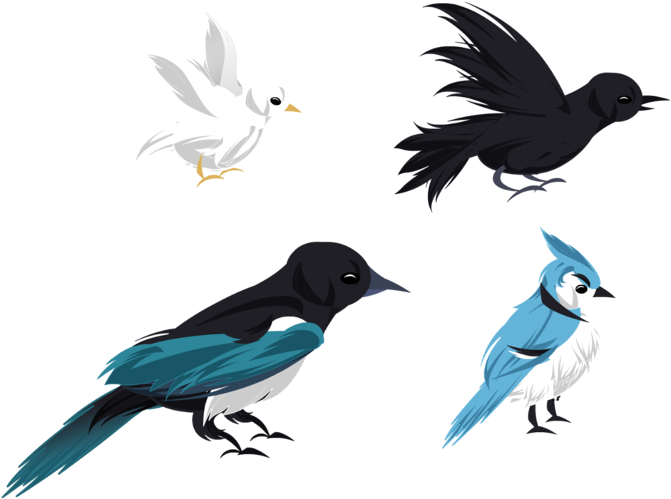 Blue, Black, White [kisekae] By Idessa - Black Whit And Blue Bird (1091x733)