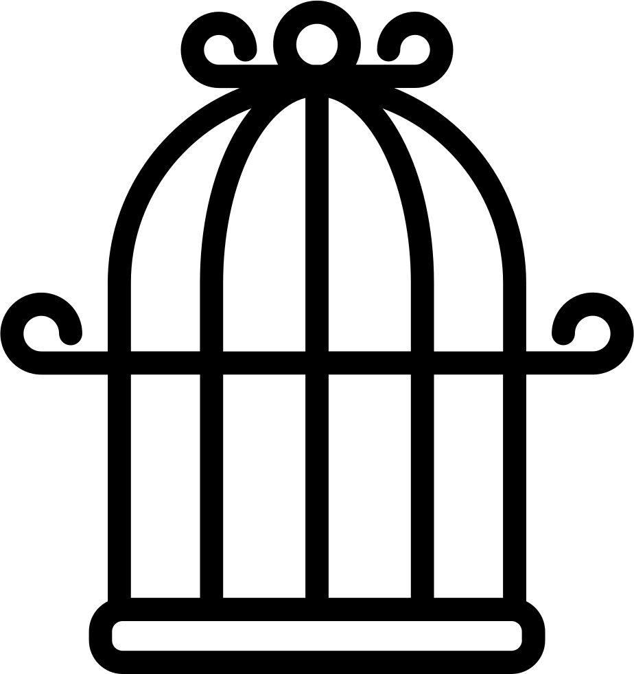 Cage Bird Png - Bird Cage Black And White Clipart Png (924x981)