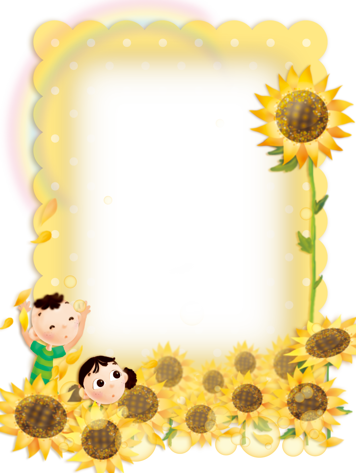 Cute Child Sunflower Border Background - Sunflower Borders (1240x1648)
