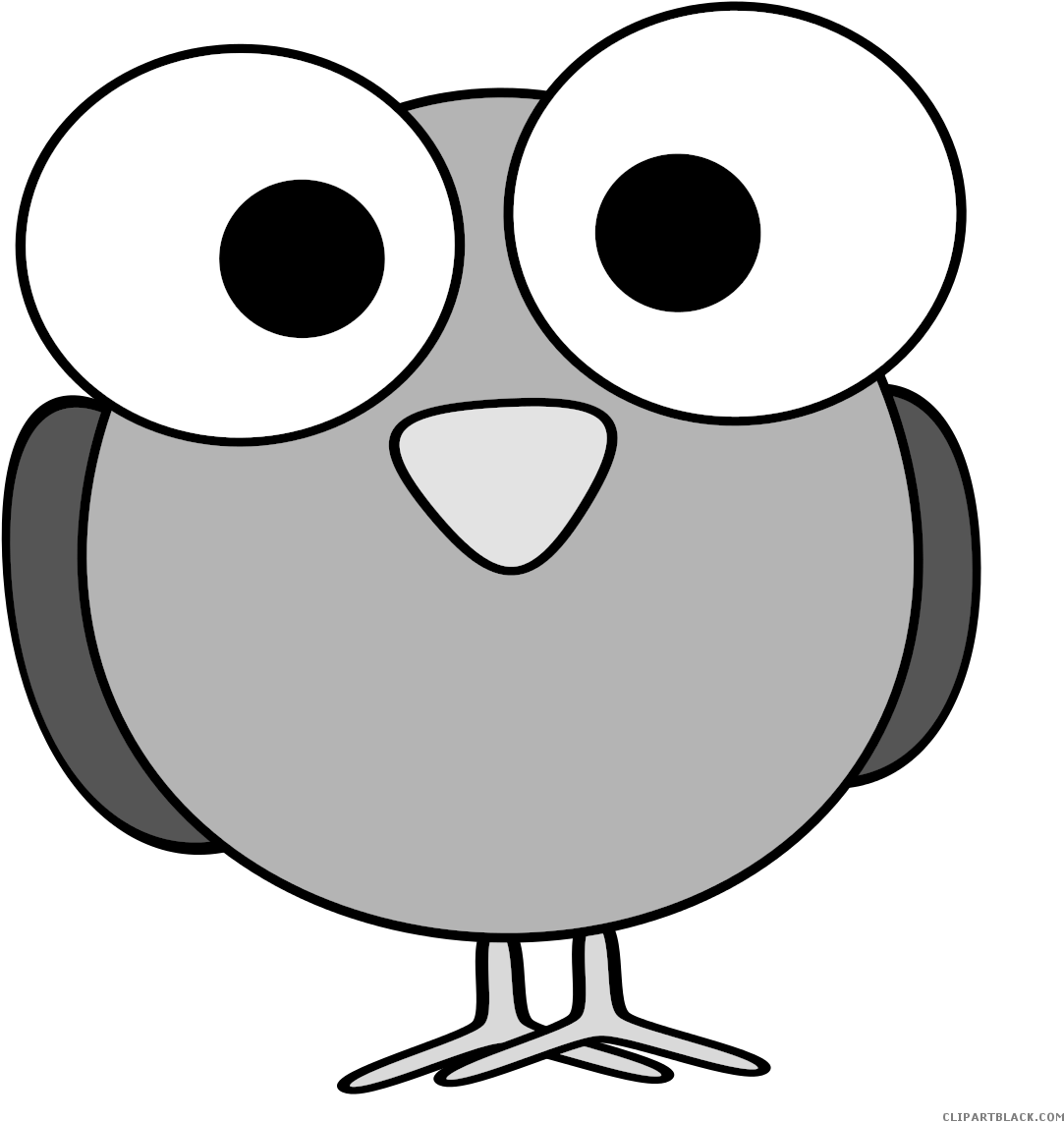 Bird Face Animal Free Black White Clipart Images Clipartblack - Cartoon With Big Eyes (1200x1170)