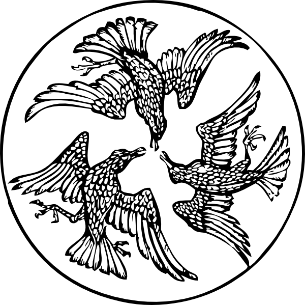 Free Vector Three Birds In A Circle Clip Art - Crows In A Circle (600x599)