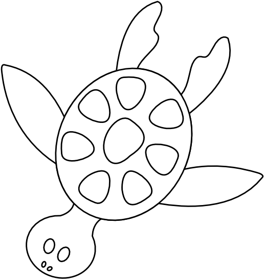 Colorful Animal Sea Turtle Black White Line Art Scalable - Clip Art (555x555)