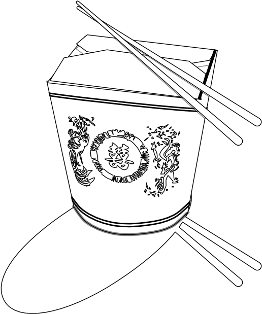 Black & White Food Clipart - Chinese Food In Black And White (555x620)