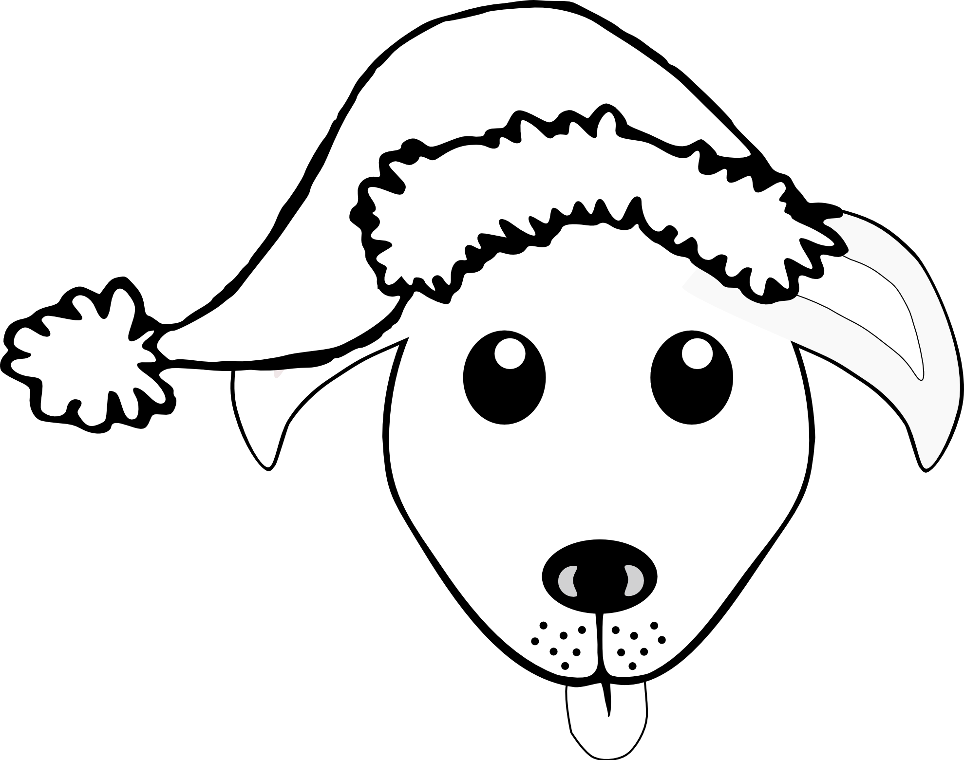 Palomaironique Dog Face Cartoon Grey With Santa Hat - Dog Face Black White (1979x1561)