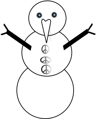 Snowman Black White Peace Symbol Sign Xmas Christmas - Hoofddoek Kleurplaat (555x555)