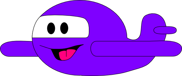 Happy Purple Airplane Clip Art At Clker - Purple Cartoon Airplane (600x252)