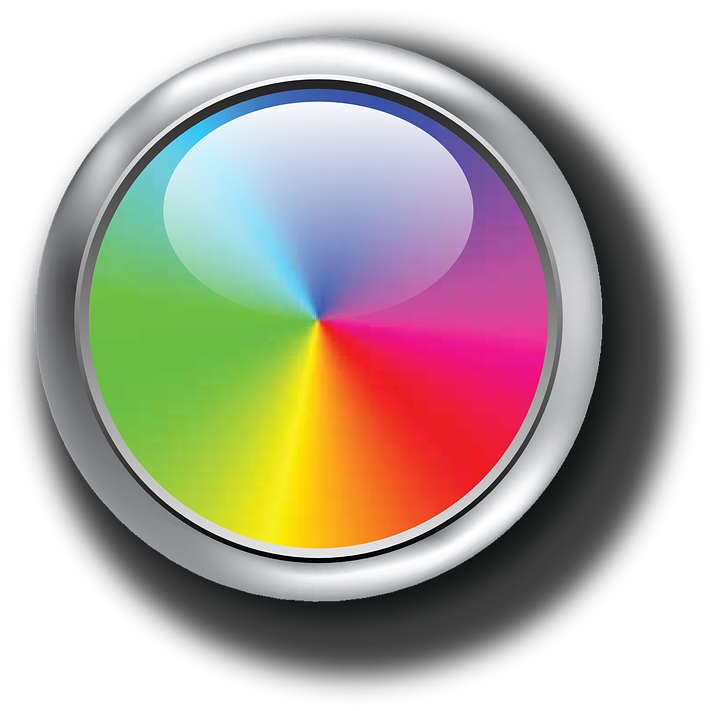 Colors, Chromatic Circle, Red, Green, Blue - Rainbow Button (720x720)