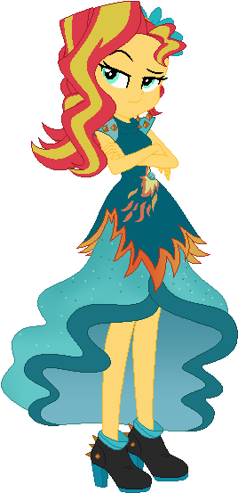 Crossed Arms, Crystal Gala, Dress, Equestria Girls, - Sunset Shimmer Legend Of Everfree Dress (307x572)