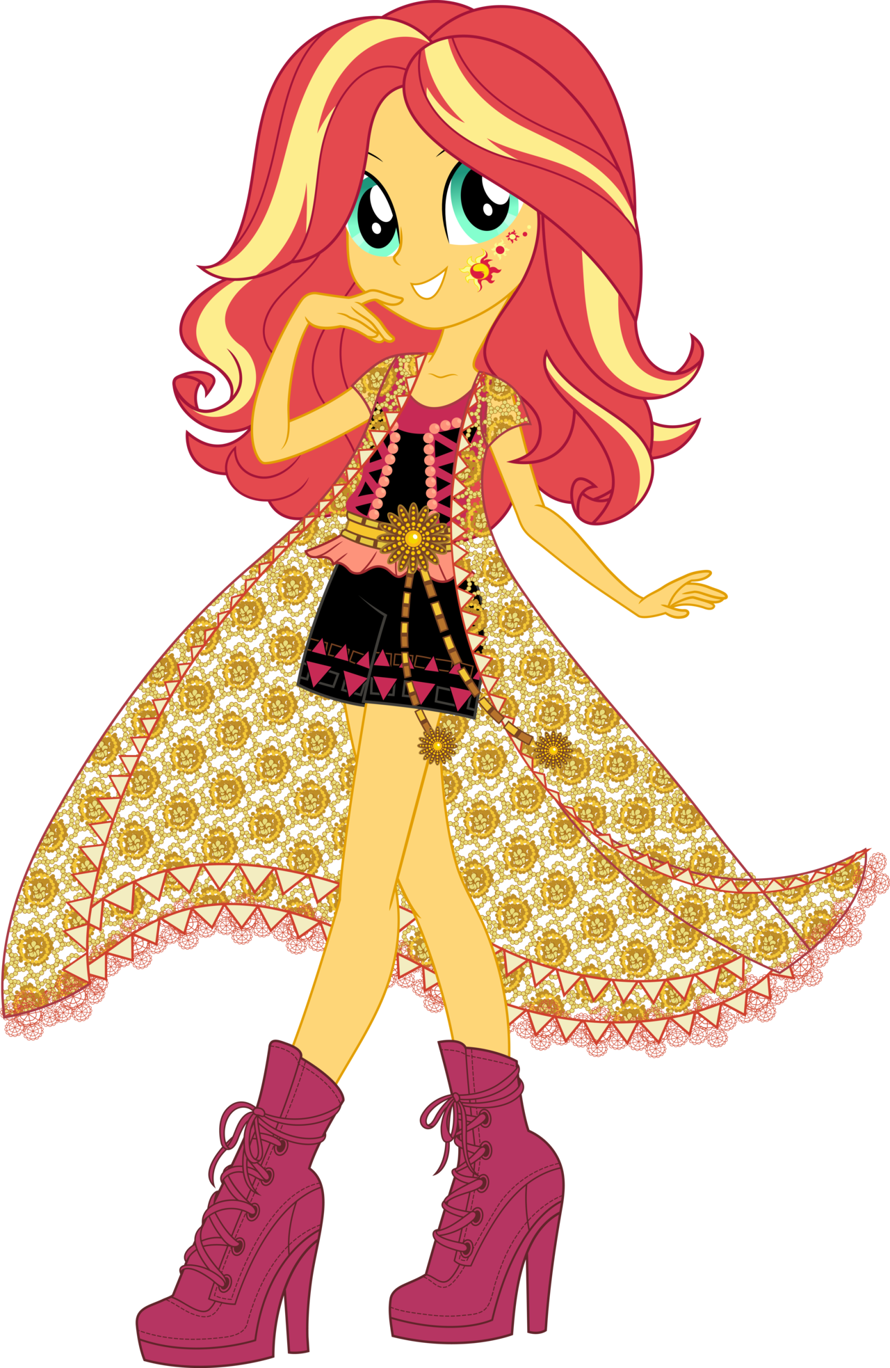Legend Of Everfree Boho Sunset Shimmer Vector By Icantunloveyou - Fluttershy (1280x1966)