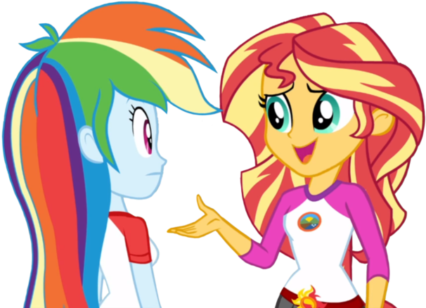 Sunset Shimmer And Rainbow Dash By Summer2002 - Cartoon (900x506)