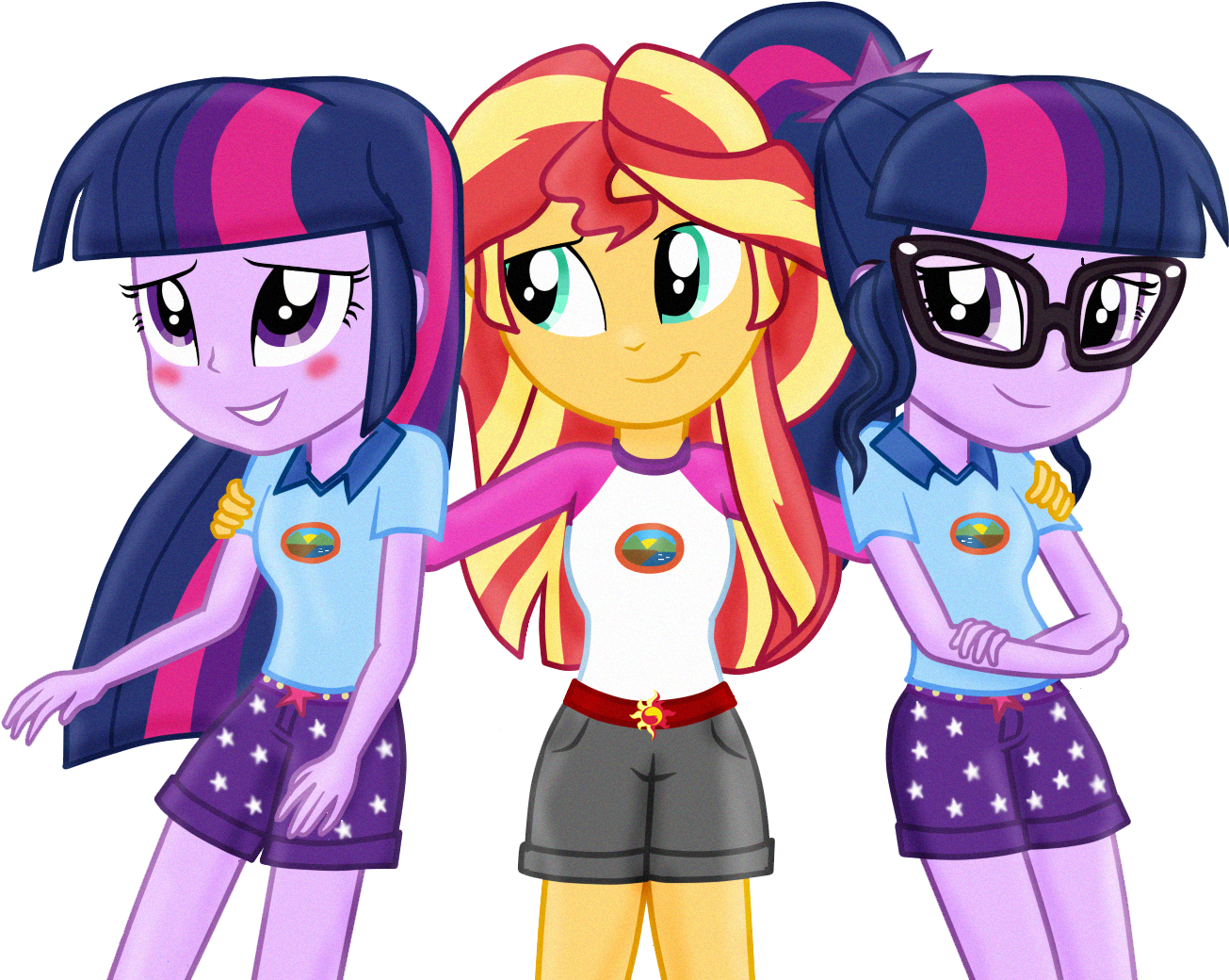 Crossed Arms, Equestria Girls, Glasses, Legend Of Everfree, - Sunset Shimmer And Sci Twi (1377x1054)