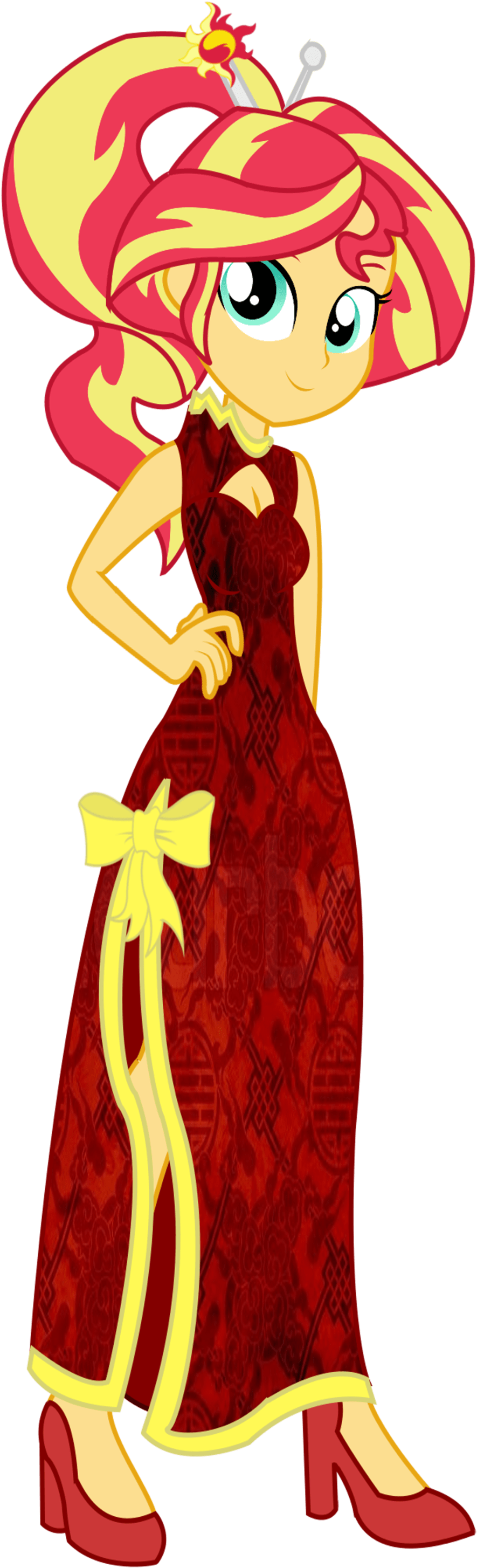 Sunset Shimmer Chinese New Year By Remcmaximus - Sunset Shimmer Equestria Girl S Dress (1280x3098)