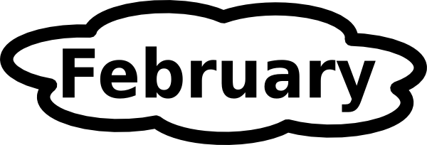 Free February Clip Art Clipart - February Black And White Clipart (600x204)