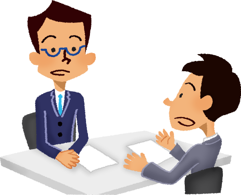 Two Businessmen Having A Meeting - Cartoon (493x400)