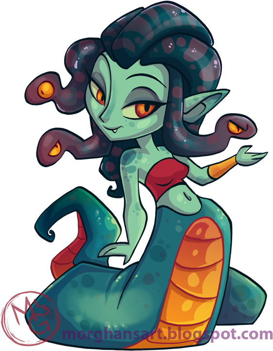 Little Medusa By Tea - Medusa Drawing Cartoon (600x771)