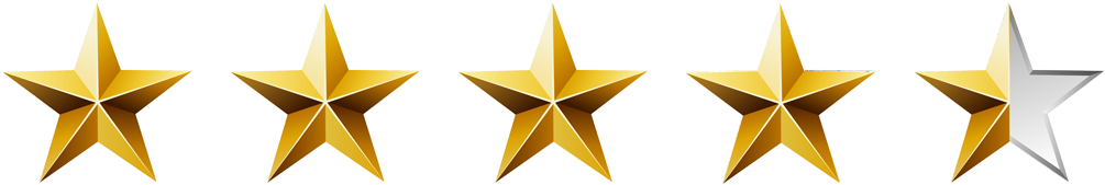 5 Out Of 5 Stars - 4.5 Out Of 5 Star Rating (1054x192)
