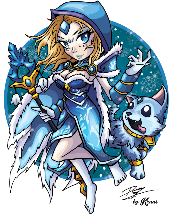 Rylai The Crystal Maiden By Kraus-illustration - Cartoon (800x907)