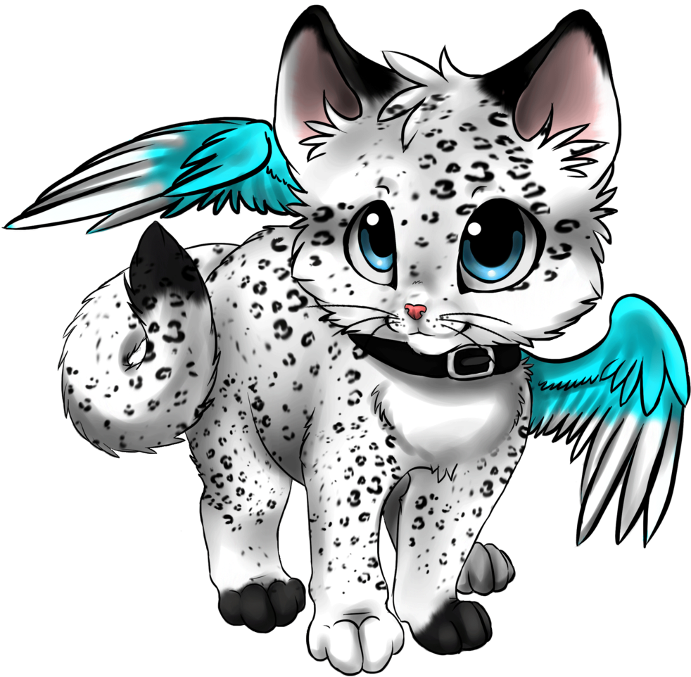 Snow Leopard Clipart Anime Baby - Anime Cat With Wings (1024x1024)