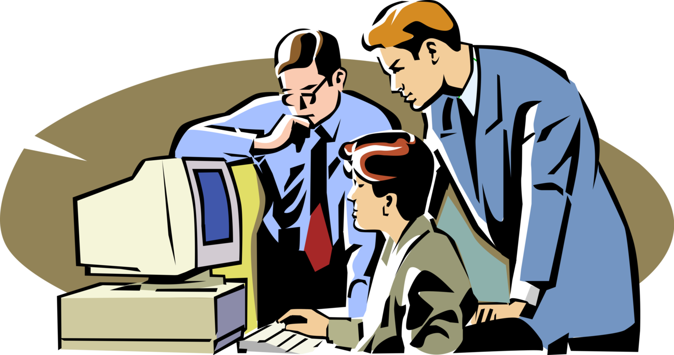 Vector Illustration Of Office Colleagues Meeting And - Bcs-011 Computer Basics And Pc Software (1330x700)