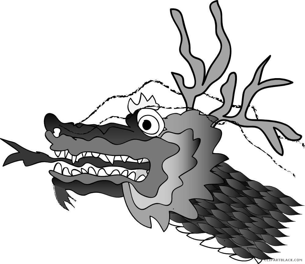 Chinese Dragon Animal Free Black White Clipart Images - Clip Art (999x865)
