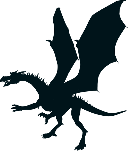 Green Dragon Silhouette Public Domain Vectors - Dragon Silhouette Png (425x500)