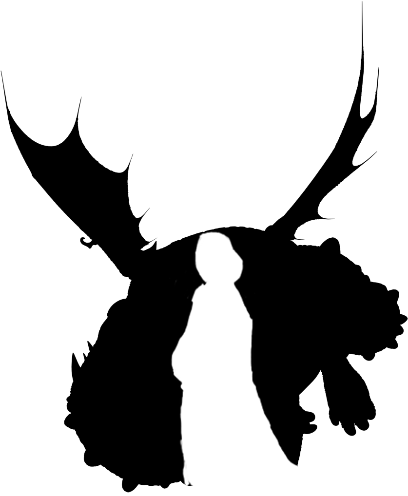 Viking And Dragon Silhouettes - Meatlug From How To Train Your Dragon (849x1024)