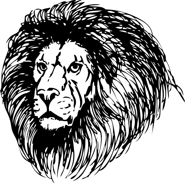 Lion Clip Art Free Vector - Mane Clipart Black And White (600x594)