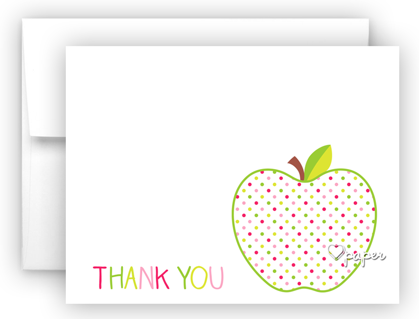 Polka Dot Apple Thank You Cards Note Card Stationery - Mcintosh (828x630)