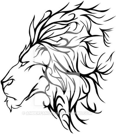 Roaring Lion Outline Lion Tattoo By Amberfanged On - Transparent Lion Tattoo (400x466)