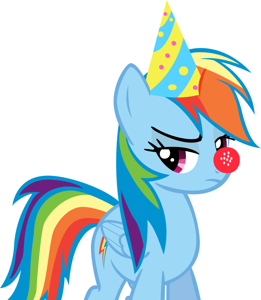 Chromadancer, Clown Nose, Hat, Party Hat, Rainbow Dash, - Rainbow Dash In A Party (889x1024)
