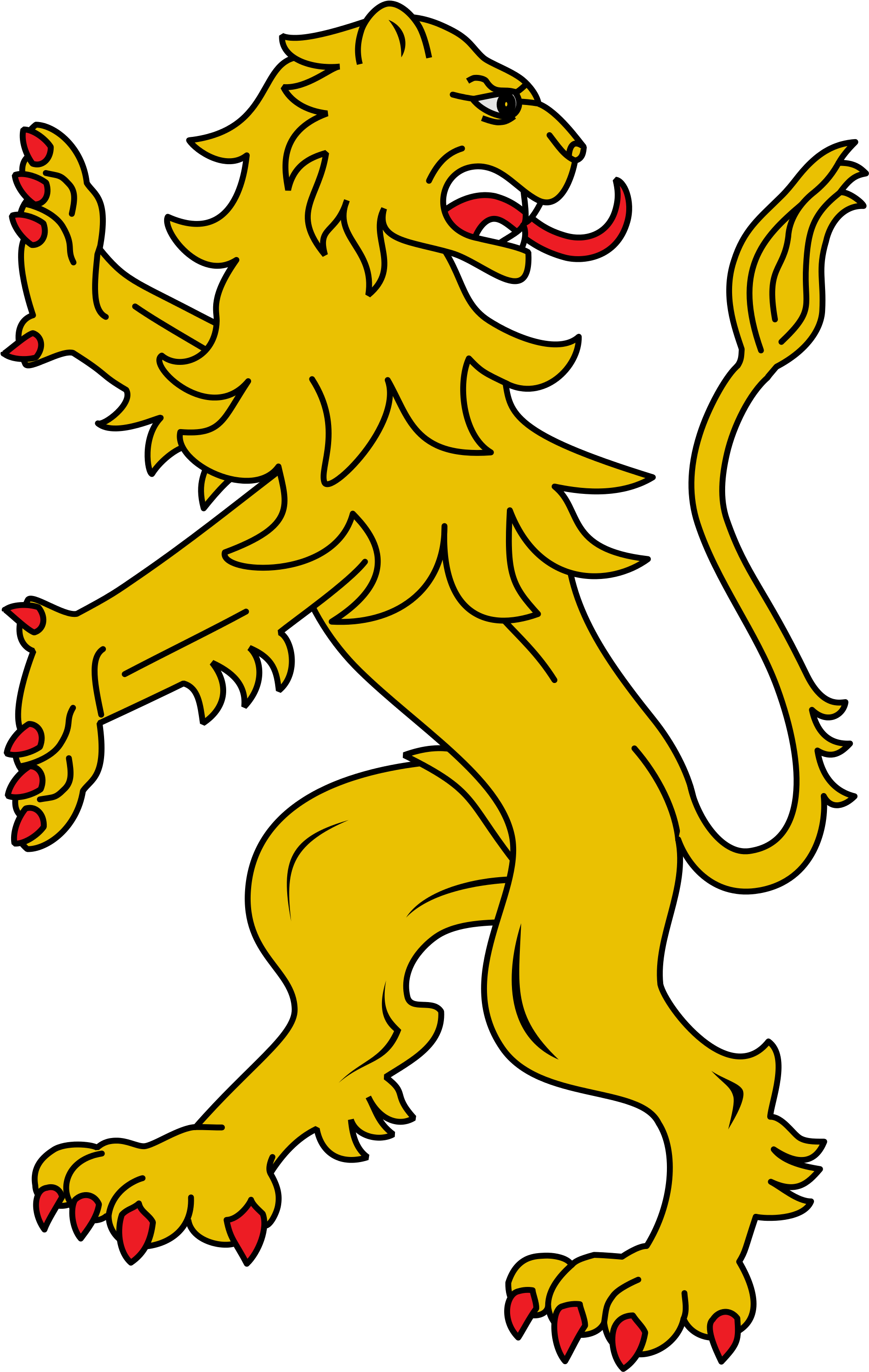 Clip Art Lion 22, - Lion Rampant Regardant (2000x3090)