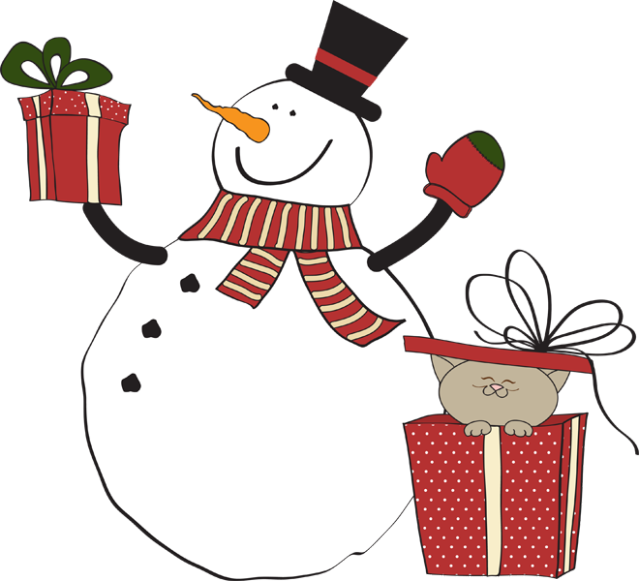 Great Clip Art Of Snowmen And Carolers - Snowman Gifts Clip Art (639x581)