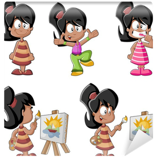 Sevimli Karikatür Latin Kız Dans Boyama Ve Diş Fırçalama - Dibujo De Niña Bailando Zumba (400x400)