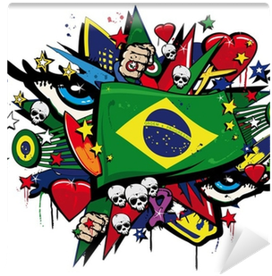 Brazil Flag Graffiti Brazilian Pop Art Carnival Illustration - 008050 機種別1 Thinkpad 10 Lenovo レノボ Thinkpadシンクパッド (400x400)